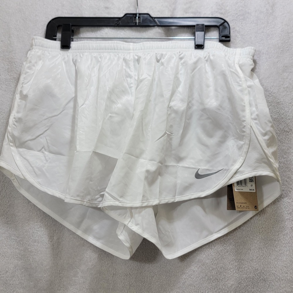 NEW Nike Shorts Womens XLarge White Dri-Fit Tempo Lined Athletic Running